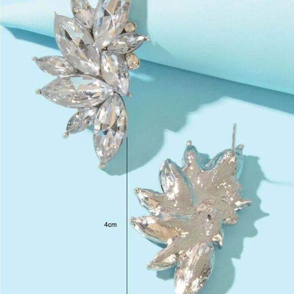 Retro Cluster Crystal Dangle Earrings Rhinestone Statement Stud Earrings - Picture 5 of 10